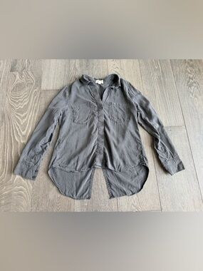 Cloth & Stone Tencel High Low Hemline Button Down Shirt in Washed Black Size M